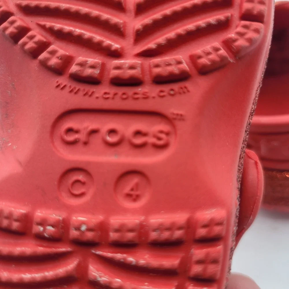 Crocs Kids' Sparkle Clog Slip-On Shoes‎ Ruby Red Toddler Size C4 Wizard Of Oz